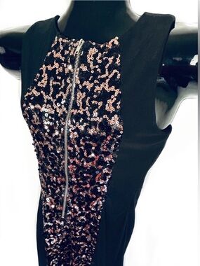 Elegant Black and Silver Sequin Mini Dress